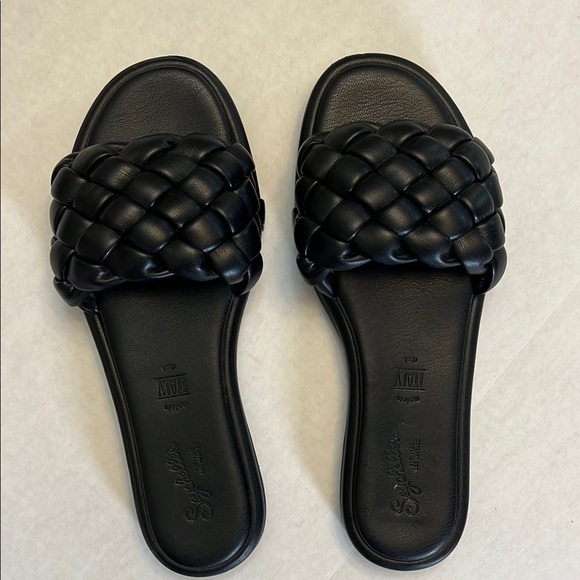 SEYCHELLES BRAIDED BELLISIMA SLIDE SANDALS IN BLACK SIZE 8 - Picture 1 of 13